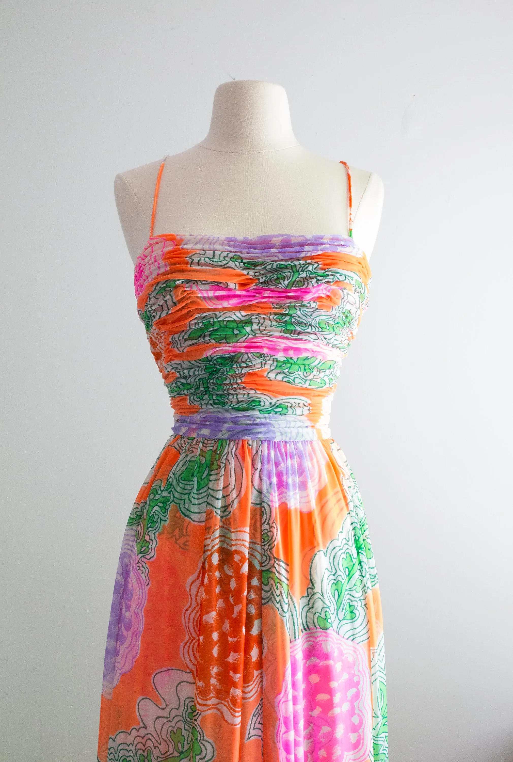 1970s Wildfire Chiffon Gown by Lillie Rubin / XS