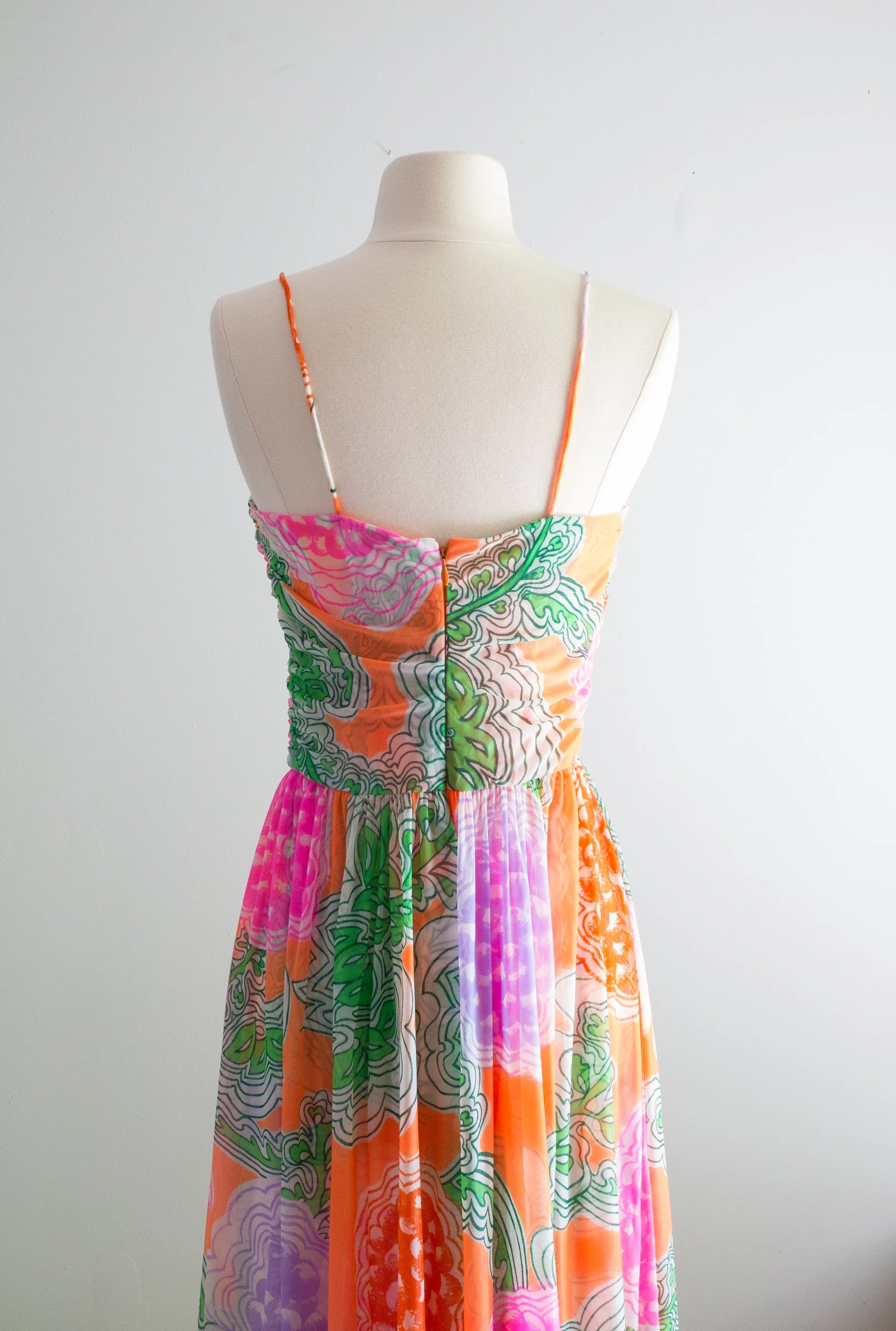 1970s Wildfire Chiffon Gown by Lillie Rubin / XS