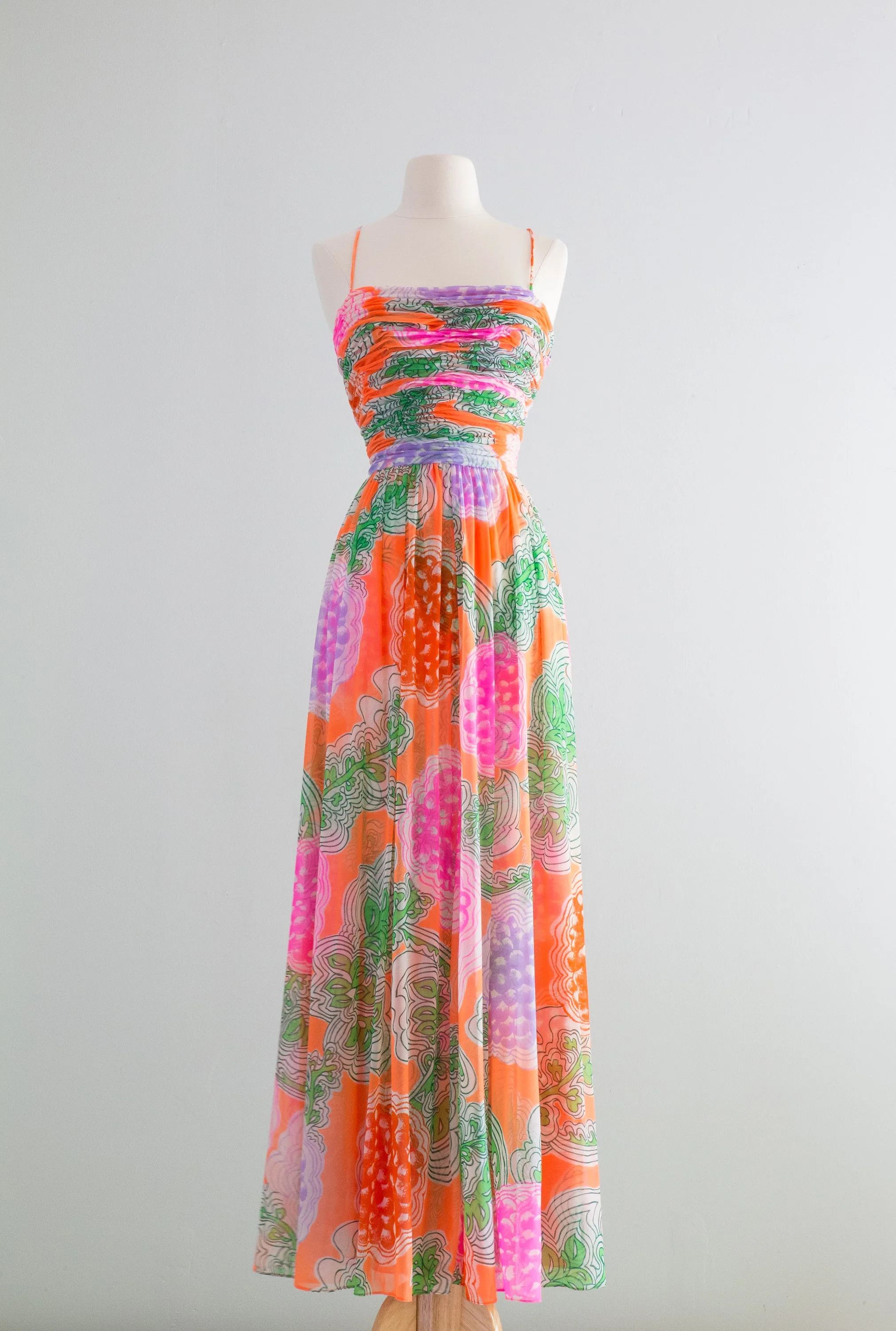 1970s Wildfire Chiffon Gown by Lillie Rubin / XS