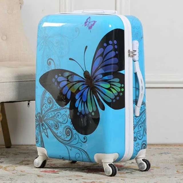 20"24"28 Inches Universal Wheel Case Bag ,Fashion Abs Butterfly Travel Suitcase Spinner Wheels
