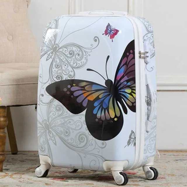 20"24"28 Inches Universal Wheel Case Bag ,Fashion Abs Butterfly Travel Suitcase Spinner Wheels