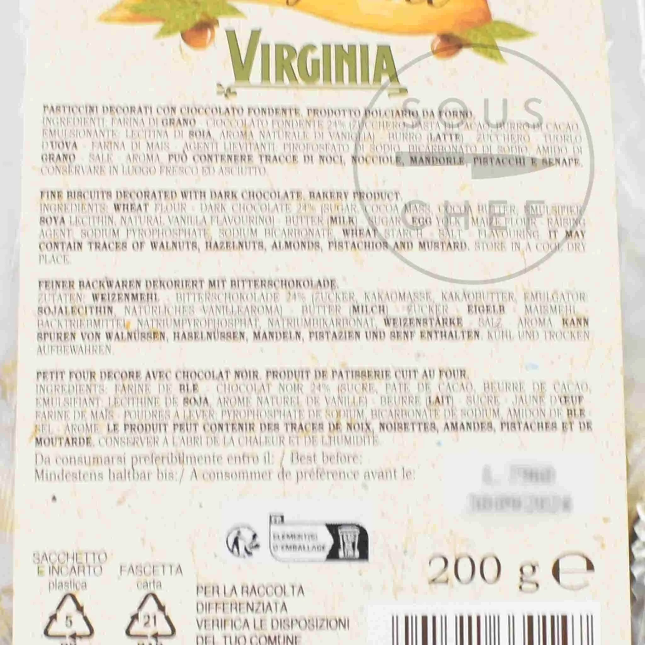 Amaretti Virginia Chocolate Covered Mini Shortbread Biscuits, 200g