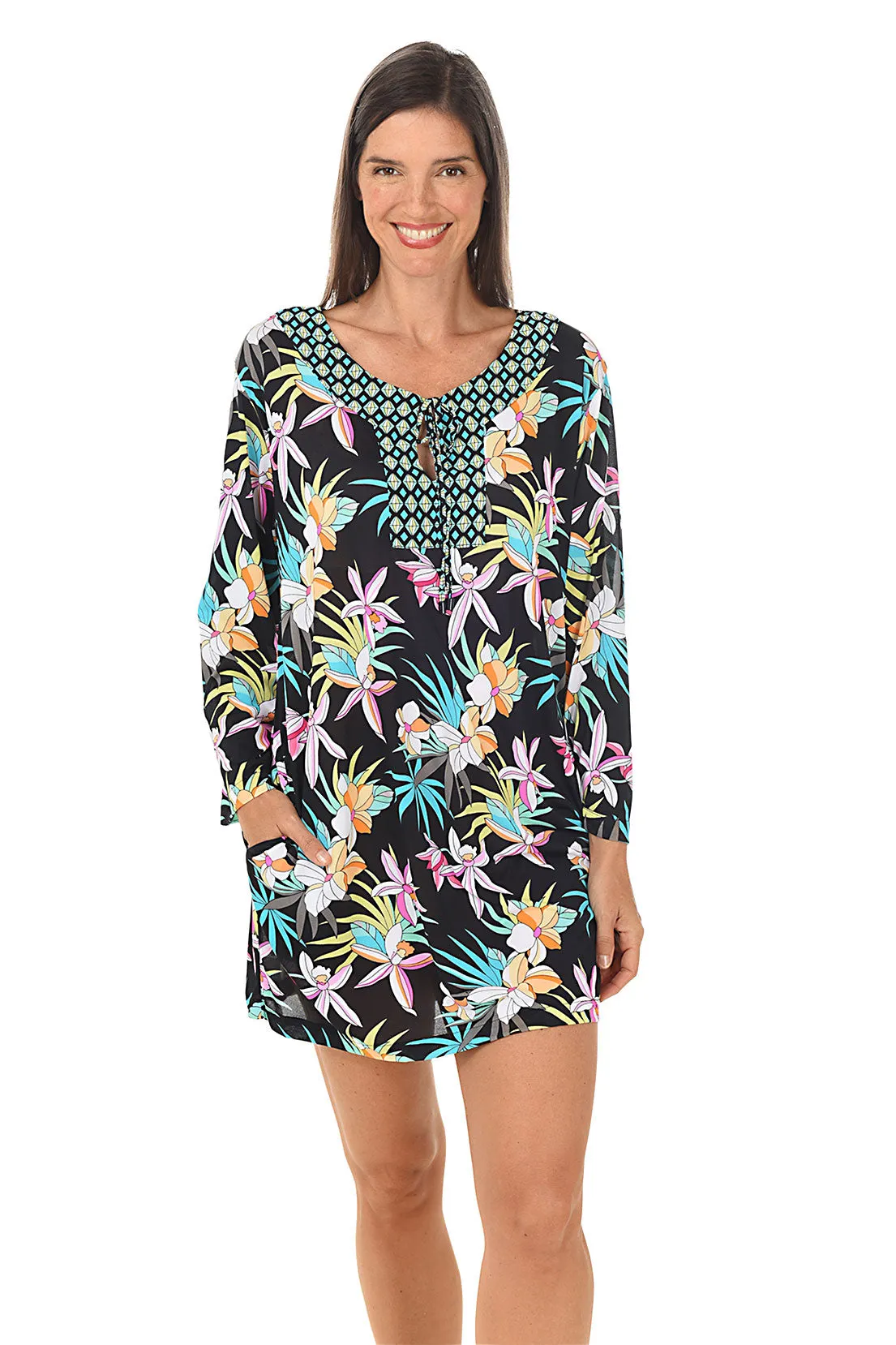 Black Tropic Bloom Caftan