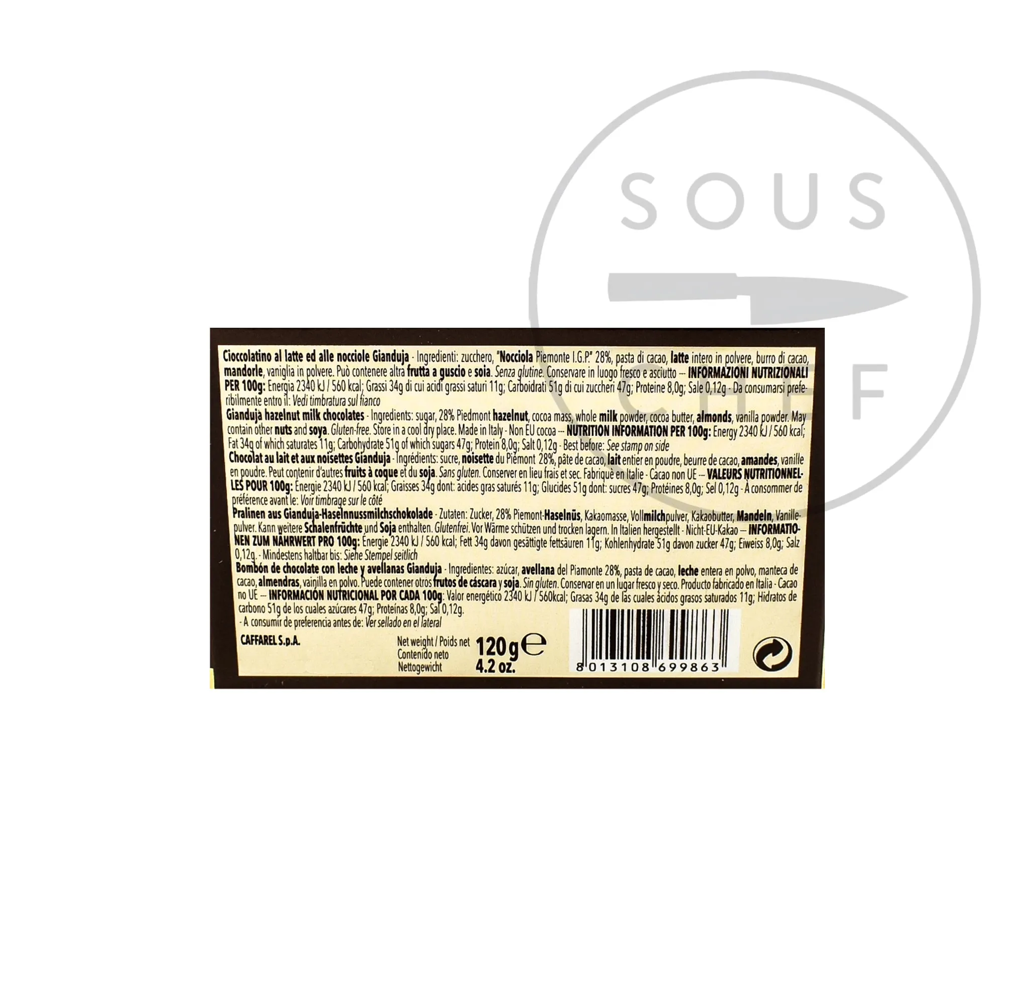 Caffarel Gianduia Ballotin With Bow, 120g