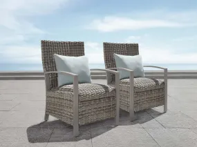 Corbin Dining Armchair with Cushion (2-pack), Spa Blue Fabric & Beige Frame