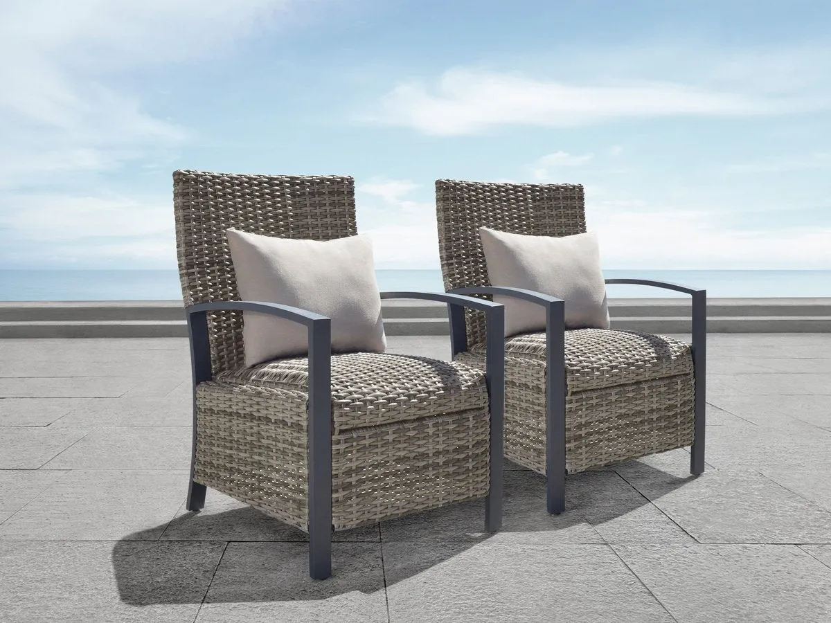 Corbin Dining Armchair with Cushion (2-pack), Spa Blue Fabric & Beige Frame