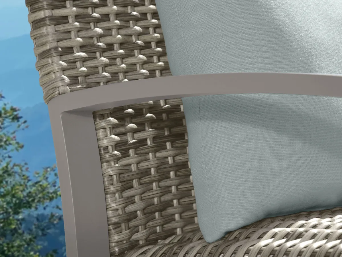 Corbin Dining Armchair with Cushion (2-pack), Spa Blue Fabric & Beige Frame