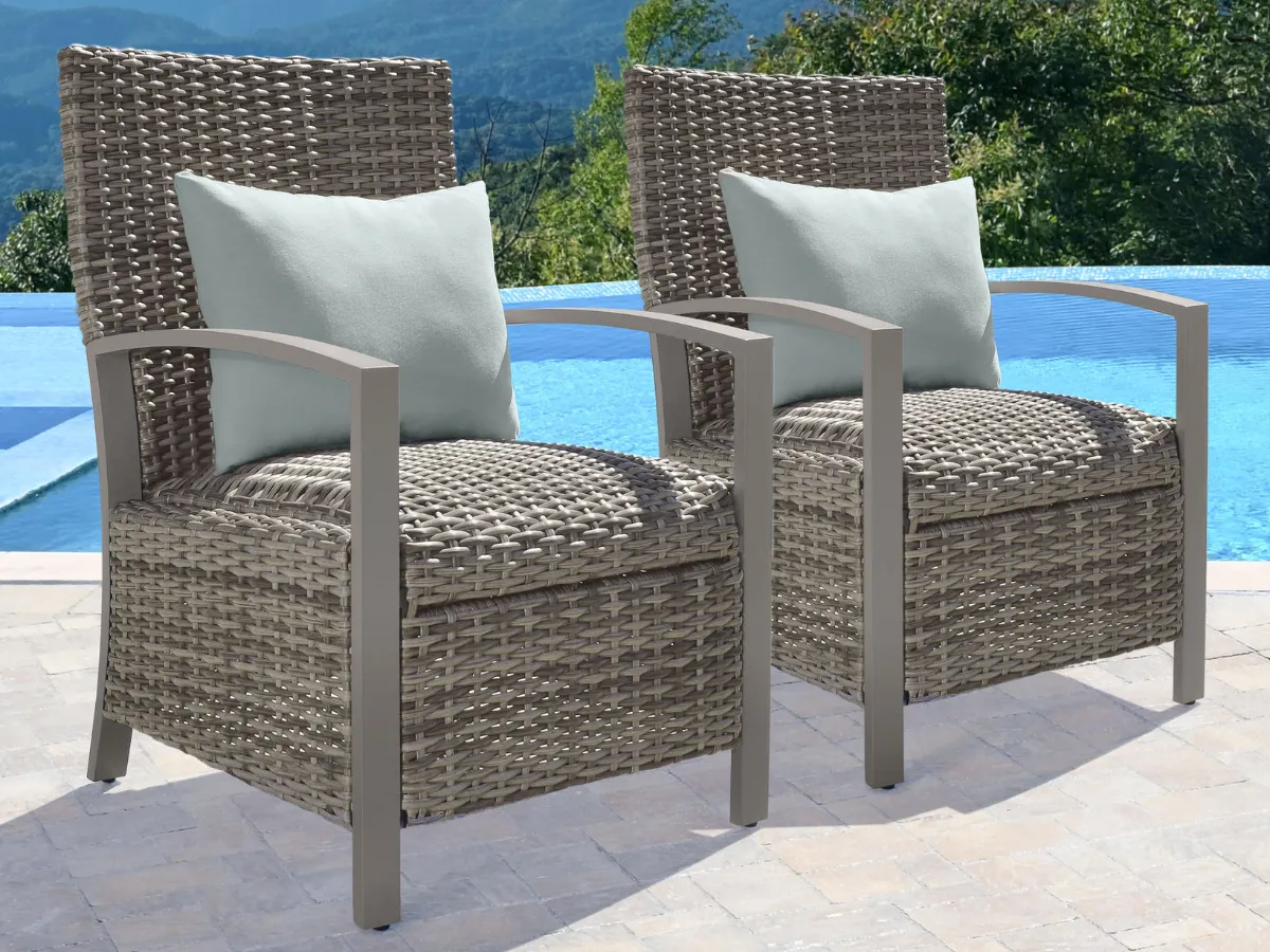 Corbin Dining Armchair with Cushion (2-pack), Spa Blue Fabric & Beige Frame