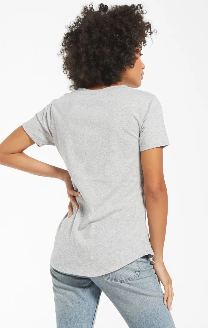COTTON SLUB POCKET TEE | HEATHER GREY