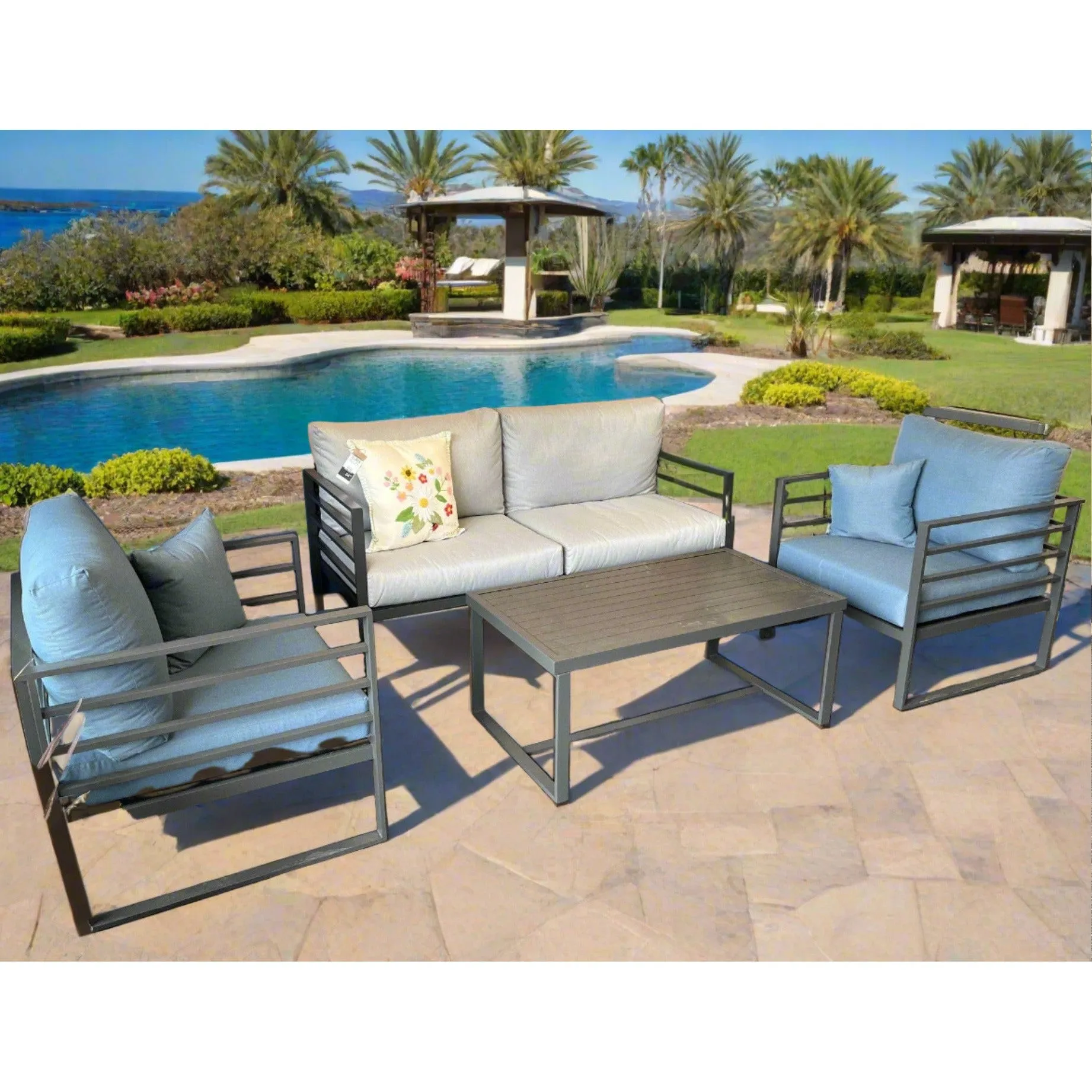 Graphite Grey 4-Piece Outdoor Seating Set