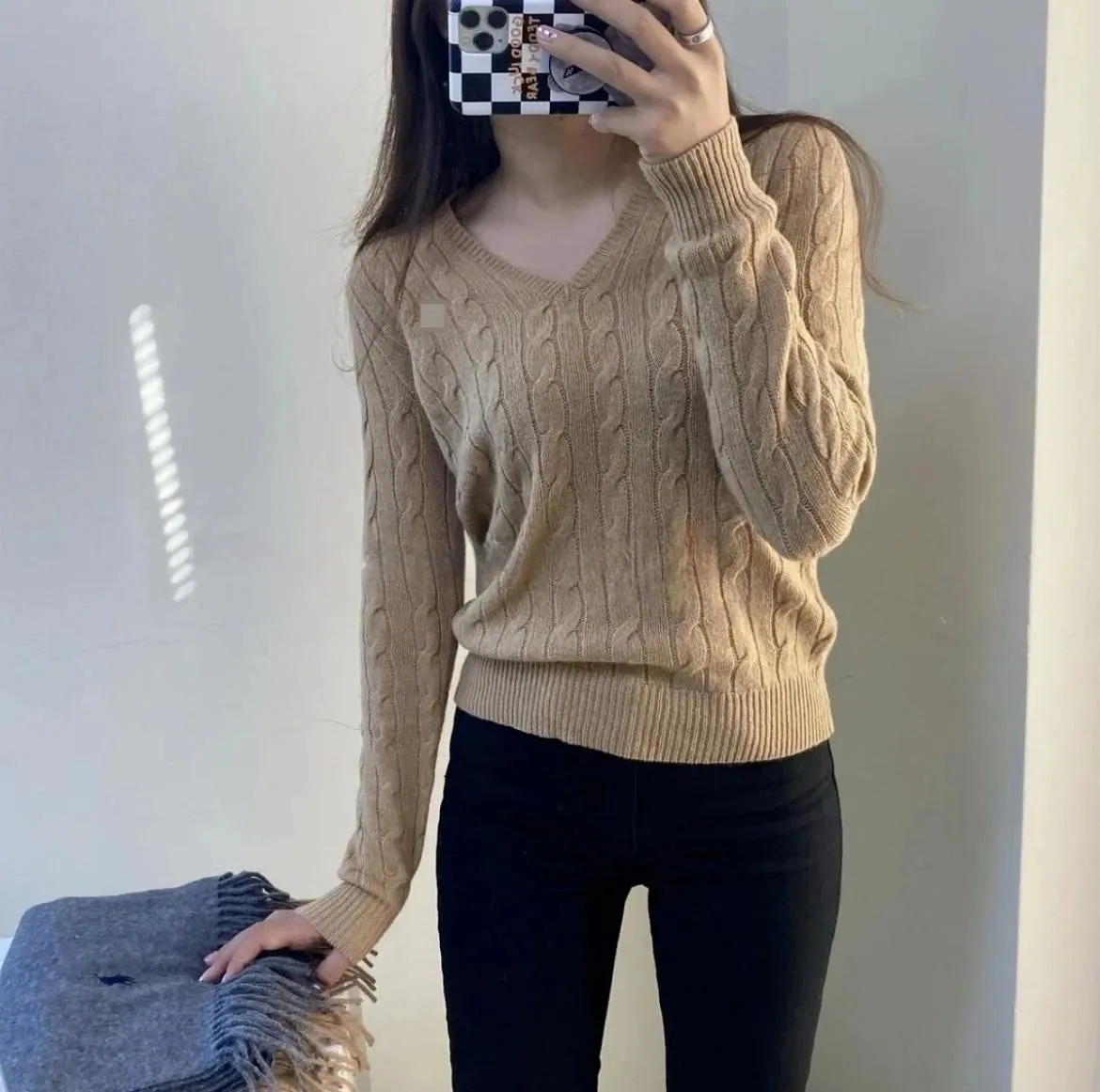 Knitted Top Casual Short Pullovers Lady Sweater V-neck Slim Solid Womens Jumper  Autumn Winter Female Long Sleeve Twist Traf