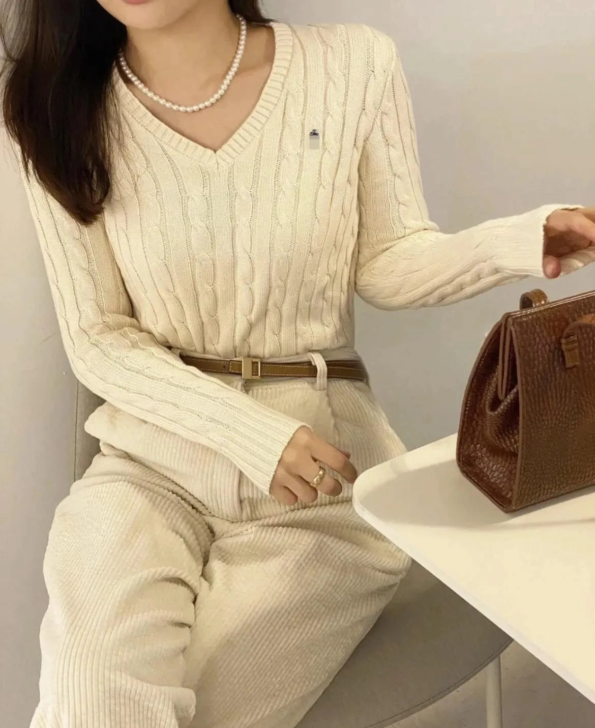 Knitted Top Casual Short Pullovers Lady Sweater V-neck Slim Solid Womens Jumper  Autumn Winter Female Long Sleeve Twist Traf