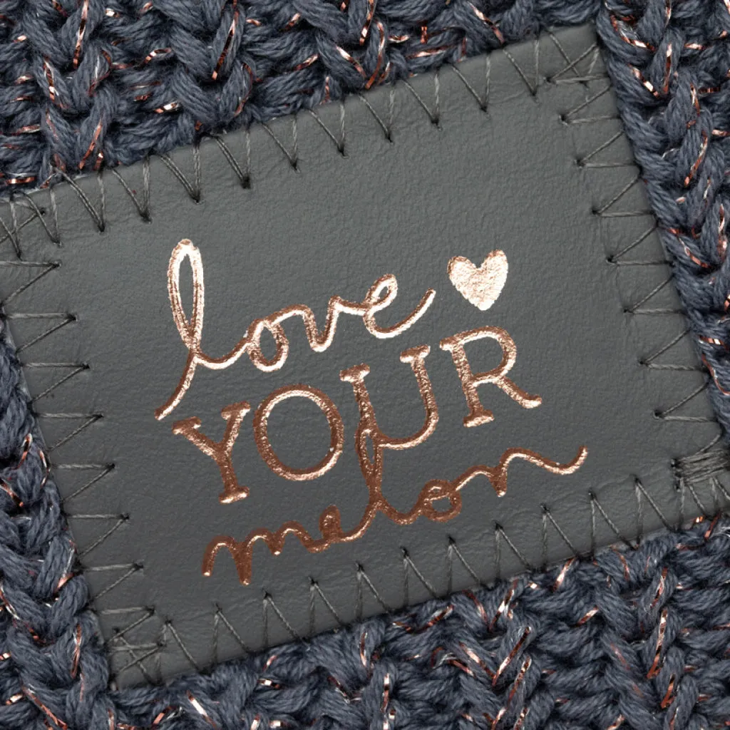 Light Charcoal and Rose Gold Metallic Speckled Beanie