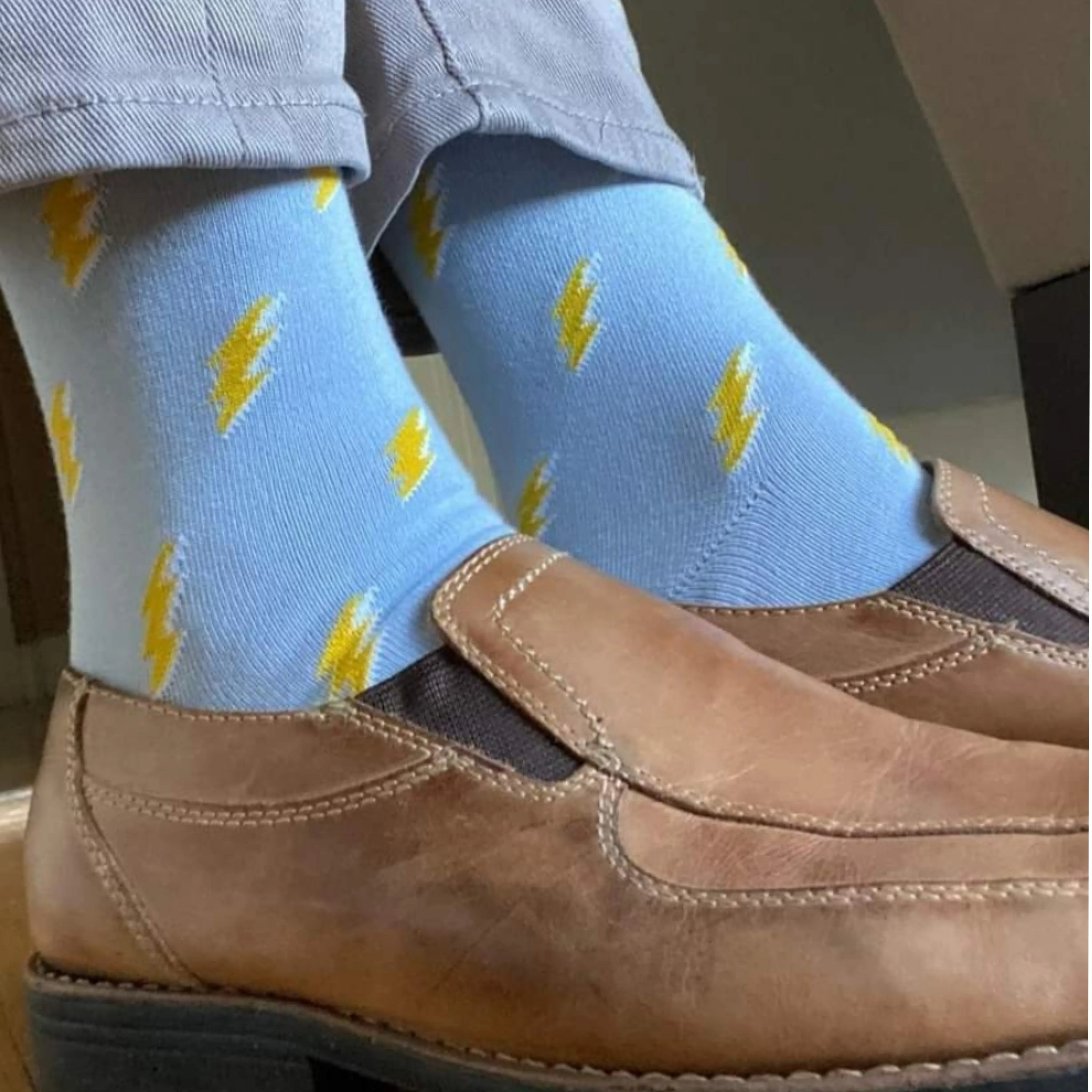 Lightning Bolt Patterned Socks from the Sock Panda (Adult Large - Men's Shoe Sizes 8-12)