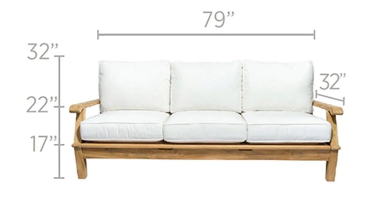 Miami Teak 79" Outdoor Sofa - 3 Position Reclining - New for 2024