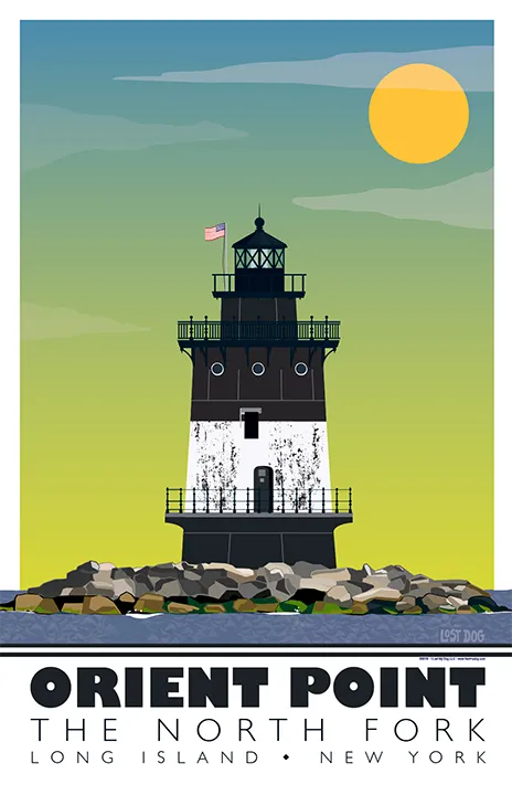 Orient Point Lighthouse Illustration