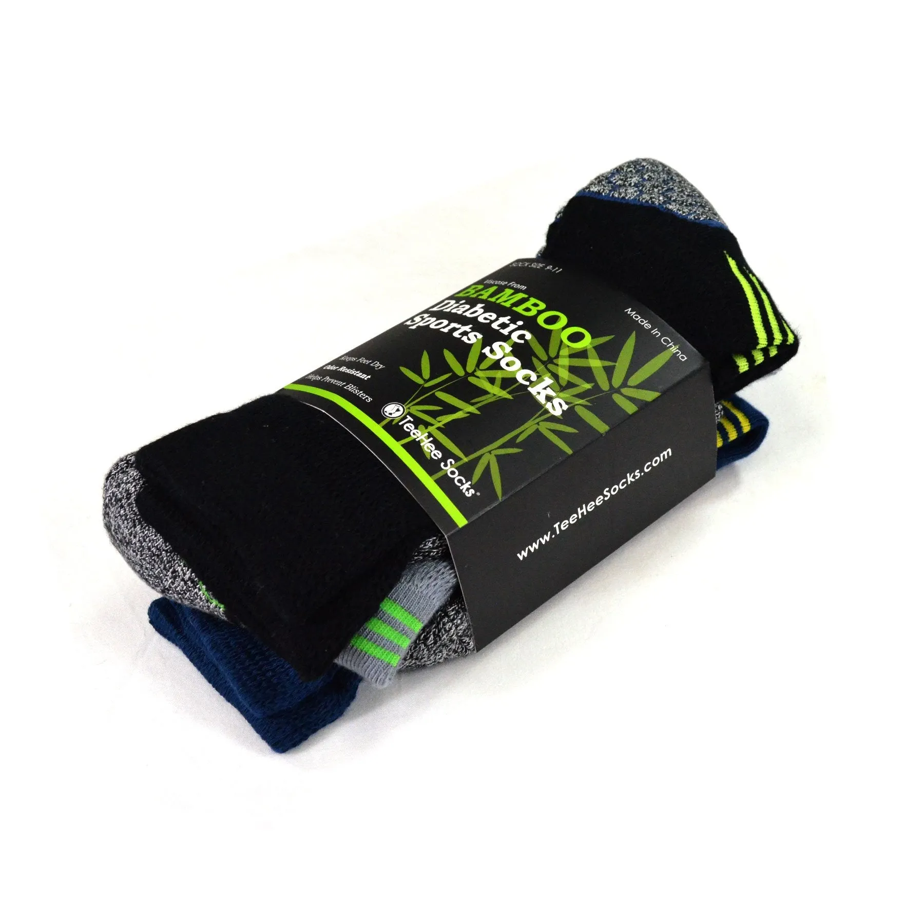 TeeHee Socks Men's Diabetic Bamboo Crew Dark 3-Pack (12026)
