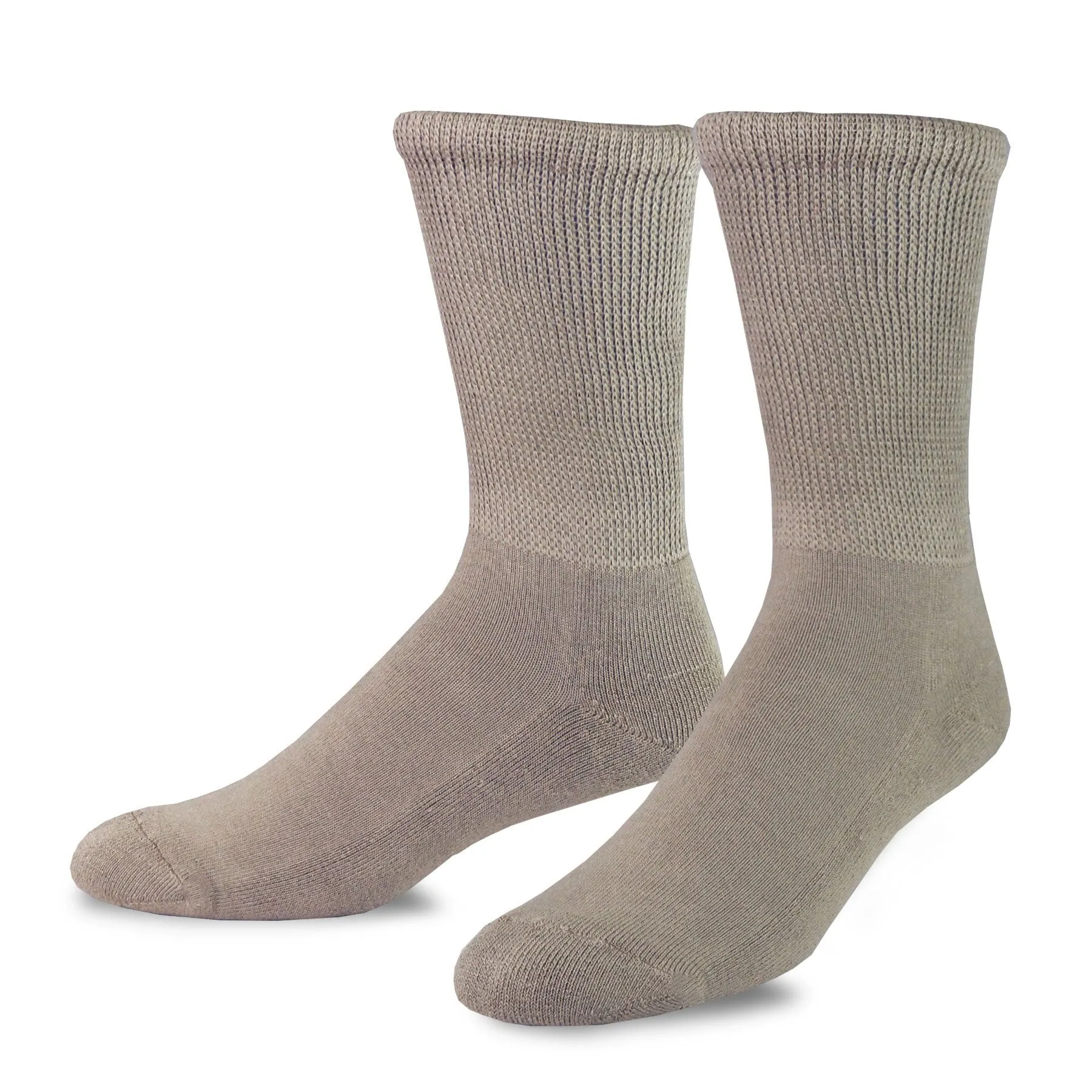 TeeHee Socks Men's Diabetic Bamboo Crew Taupe 3-Pack (51012)